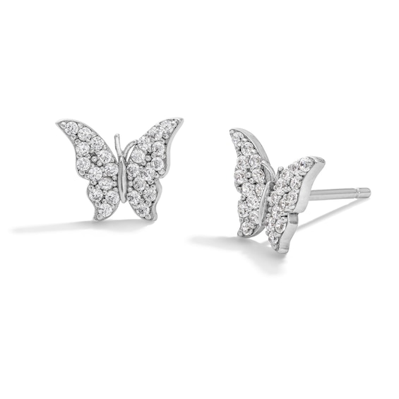 Sterling Silver CZ Butterfly Studs