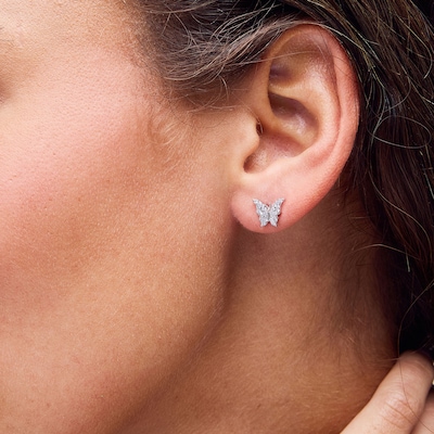 Sterling Silver CZ Butterfly Studs