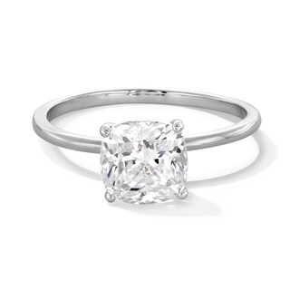 Sterling Silver CZ Cushion Solitaire Ring - Size 7