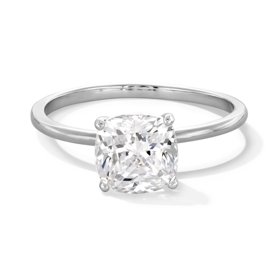 Sterling Silver CZ Cushion Solitaire Ring - Size 7