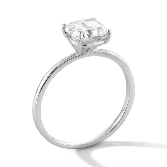 Sterling Silver CZ Cushion Solitaire Ring - Size 7