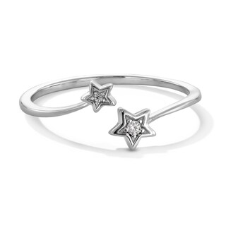 Sterling Silver CZ Star Bypass Ring - Size 7