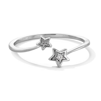 Sterling Silver CZ Star Bypass Ring - Size 7