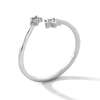 Sterling Silver CZ Star Bypass Ring - Size 7