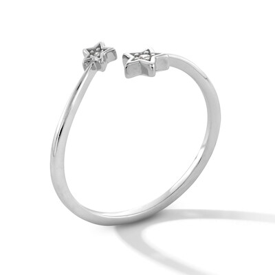 Sterling Silver CZ Star Bypass Ring - Size 7