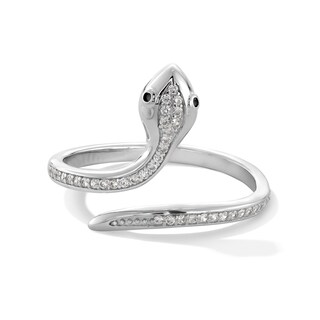 Sterling Silver CZ Snake Ring - Size 7