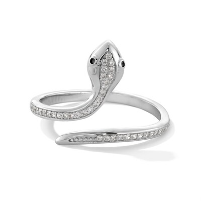 Sterling Silver CZ Snake Ring - Size 7