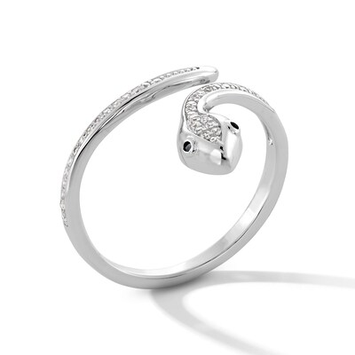 Sterling Silver CZ Snake Ring - Size 7