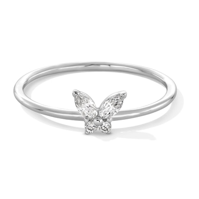 Sterling Silver CZ Butterfly Ring - Size 7