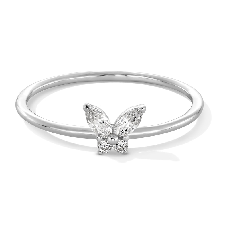 Sterling Silver CZ Butterfly Ring - Size 7