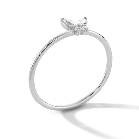 Sterling Silver CZ Butterfly Ring - Size 7