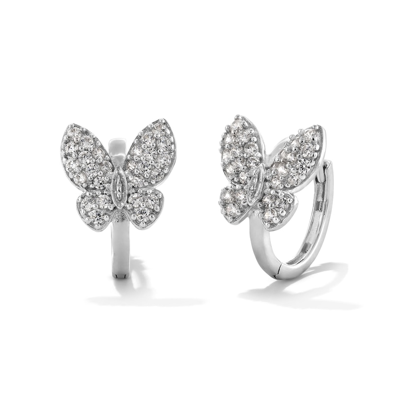 Sterling Silver CZ Butterfly Hoops