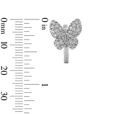 Sterling Silver CZ Butterfly Hoops