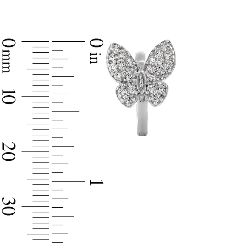 Main Image 3 of Sterling Silver CZ Butterfly Hoops