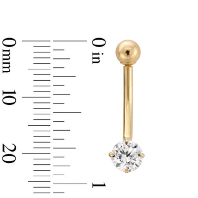 14K Semi-Solid Gold CZ Belly Ring - 14G 7/16"