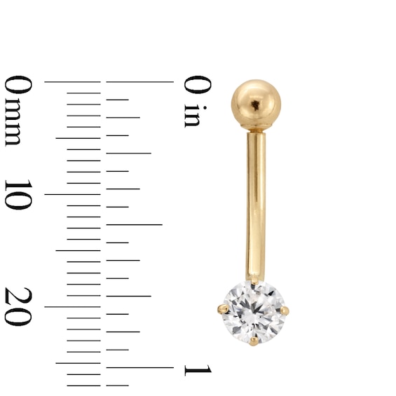 14K Semi-Solid Gold CZ Belly Ring - 14G 7/16"