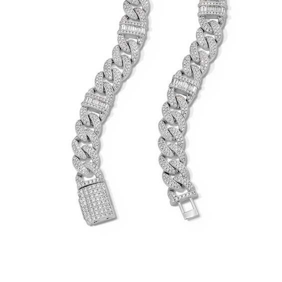 Sterling Silver CZ Baguette Cut Cuban Link Chain - 18"