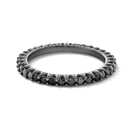 Sterling Silver CZ Black Eternity Ring - Size 7