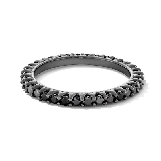Sterling Silver CZ Black Eternity Ring - Size 7