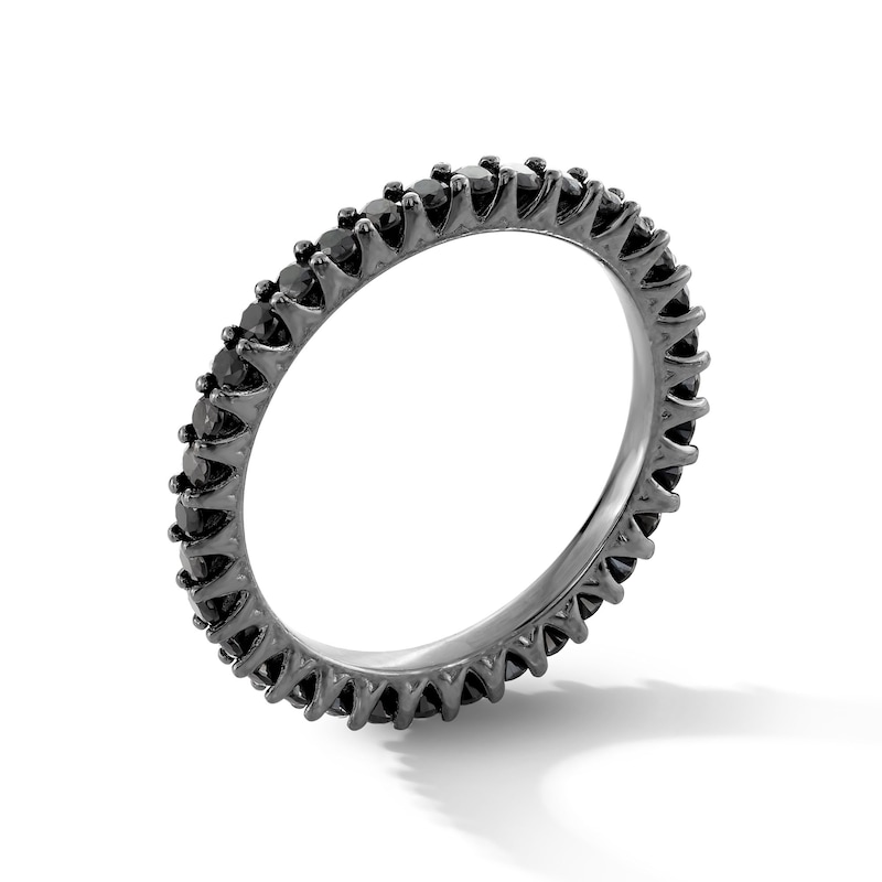 Main Image 3 of Sterling Silver CZ Black Eternity Ring - Size 7