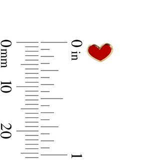 10K Gold Red Enamel Heart Studs