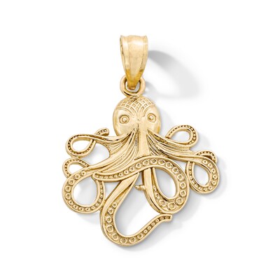10K Gold Octopus Necklace Charm