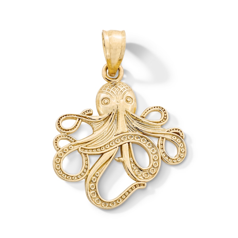 10K Gold Octopus Necklace Charm