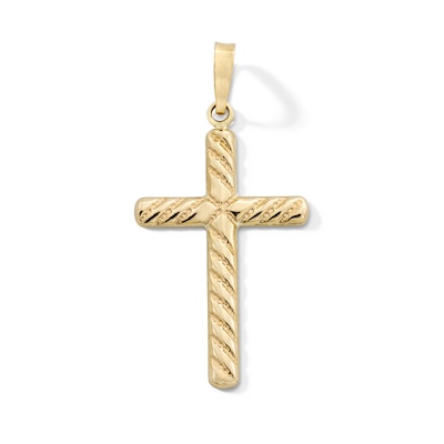 10K Gold Twisted Cross Necklace Charm