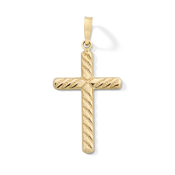 10K Gold Twisted Cross Necklace Charm