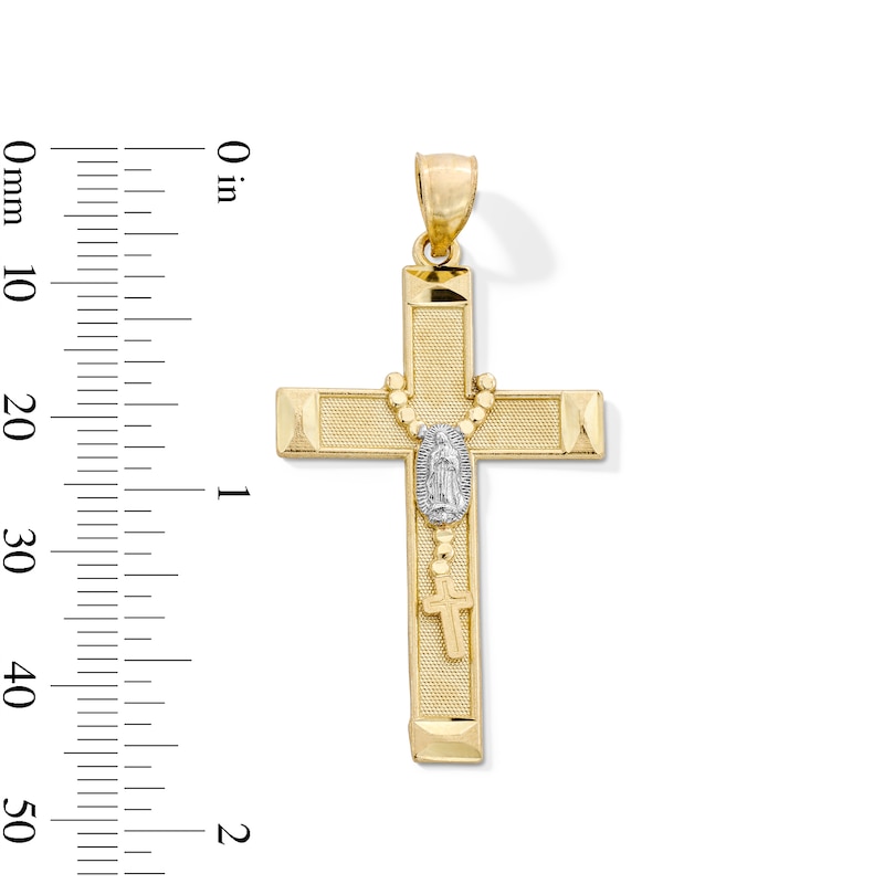 Main Image 2 of 10K Gold Rosary on Cross Two-Tone Necklace Charm