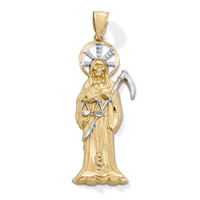 10K Gold Santa Muerte Two-Tone Necklace Charm