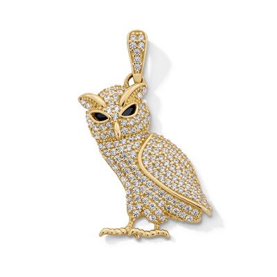 10K Gold CZ Owl Necklace Charm