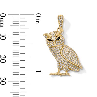 10K Gold CZ Owl Necklace Charm
