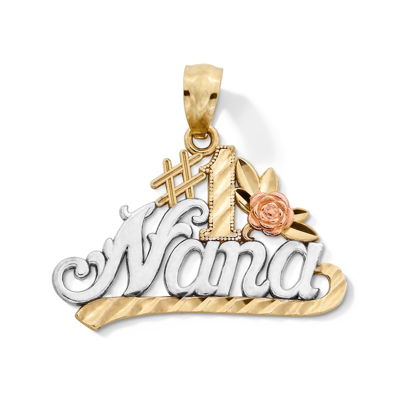 10K Gold #1 Nana Tri-Tone Necklace Charm