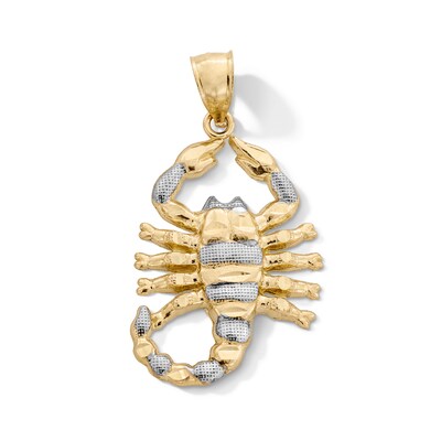 10K Gold Diamond-Cut Scorpion Two-Tone Necklace Charm