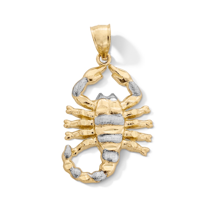 10K Gold Diamond-Cut Scorpion Two-Tone Necklace Charm