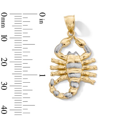 10K Gold Diamond-Cut Scorpion Two-Tone Necklace Charm