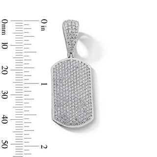 Sterling Silver CZ Dog Tag Necklace Charm
