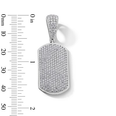 Sterling Silver CZ Dog Tag Necklace Charm