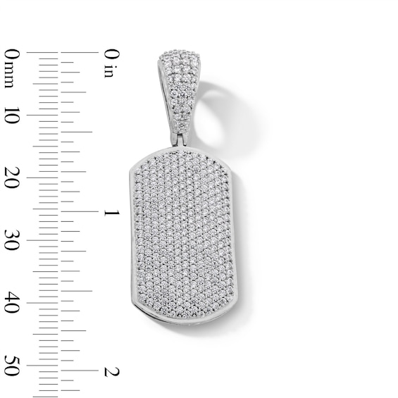Sterling Silver CZ Dog Tag Necklace Charm
