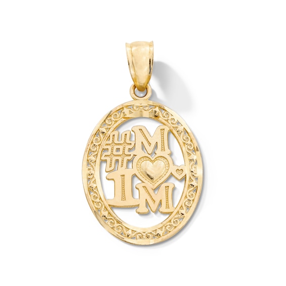 10K Gold #1 Mom Necklace Charm