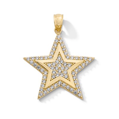10K Gold CZ Star Necklace Charm