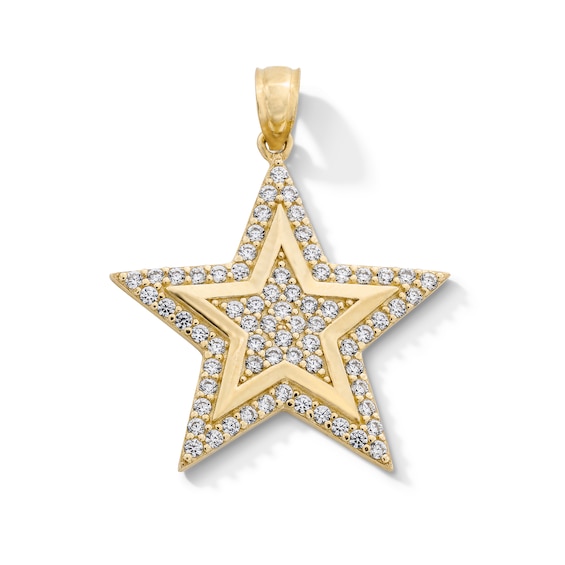 10K Gold CZ Star Necklace Charm