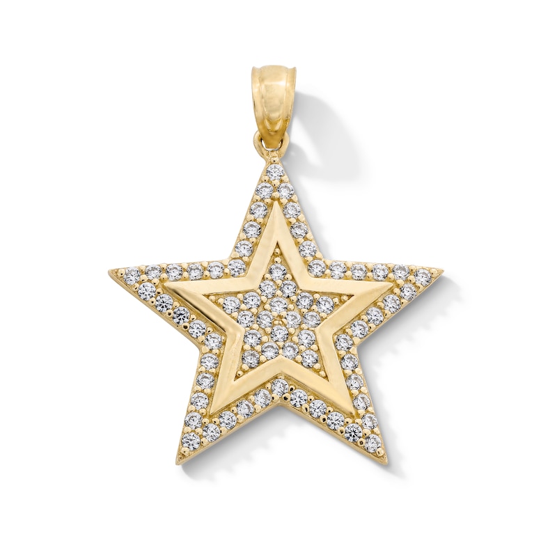 10K Gold CZ Star Necklace Charm
