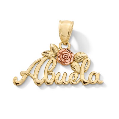 10K Gold Abuela Rose Two-Tone Necklace Charm