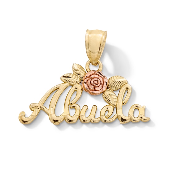 10K Gold Abuela Rose Two-Tone Necklace Charm