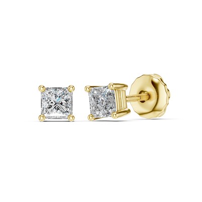10K Gold 1/ CT. T.W. Lab-Grown Diamond Square Studs