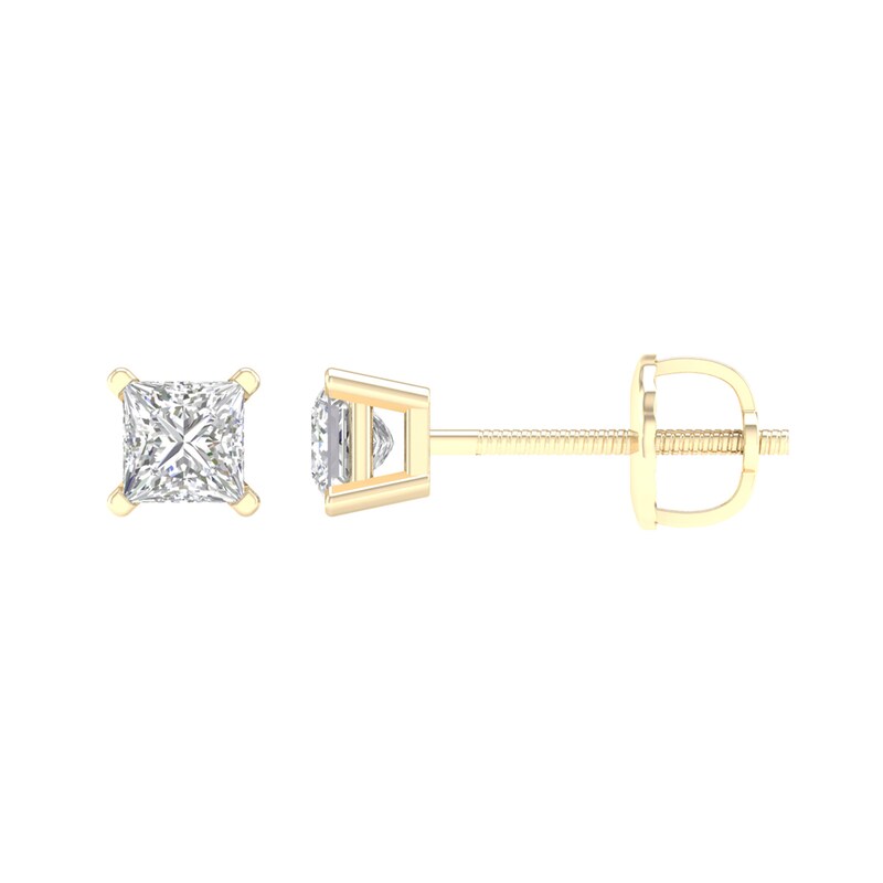 Main Image 2 of 10K Gold 1/2 CT. T.W. Lab-Grown Diamond Square Studs