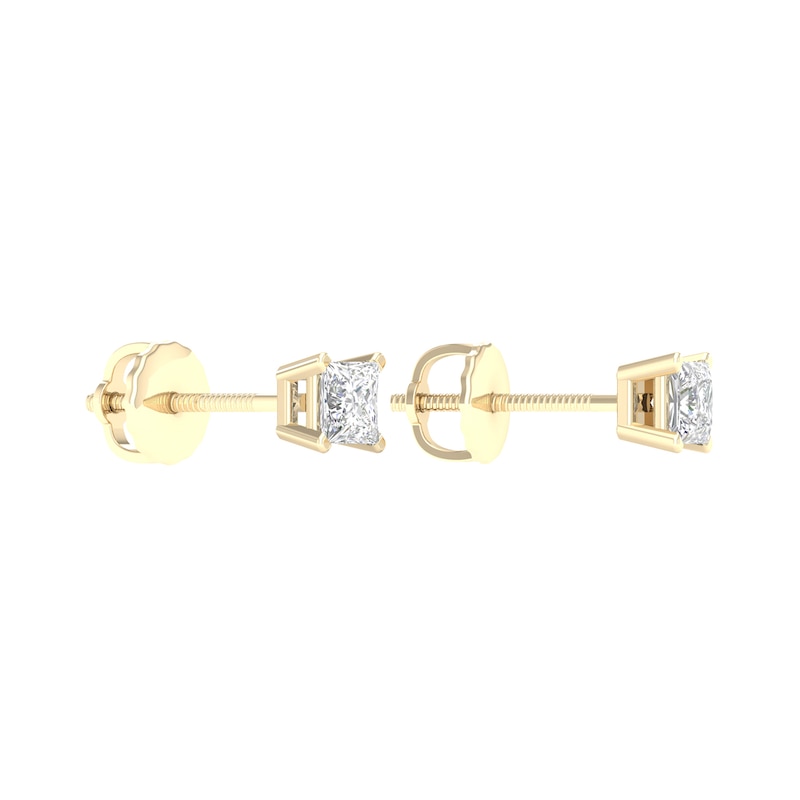Main Image 3 of 10K Gold 1/2 CT. T.W. Lab-Grown Diamond Square Studs