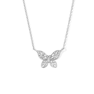 Sterling Silver Filigree Butterfly Pendant - 17" + 2"